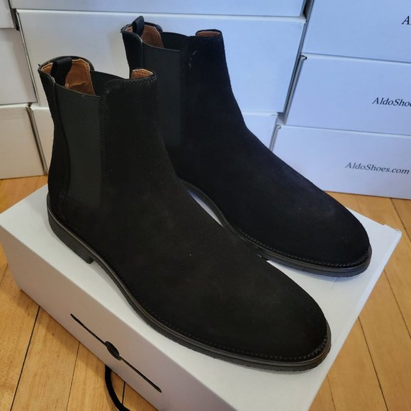 Aldo Men's Bentworth in Black Leather Chelsea Boots. - Picture 1 of 9